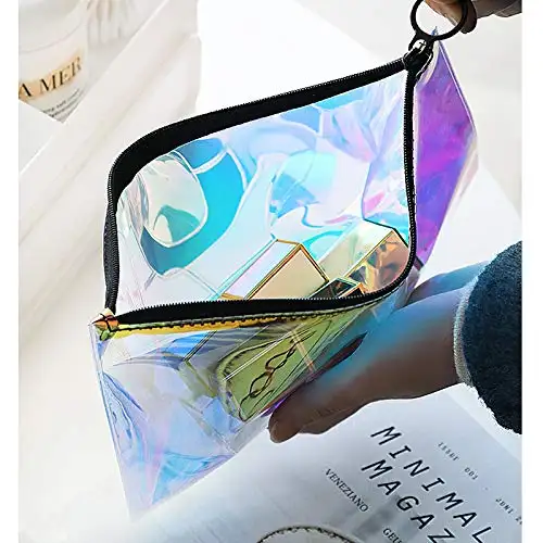 कस्टम मुद्रित ब्रांड लोगो चमकदार Swimwear के बिकनी के लिए होलोग्राफिक प्लास्टिक पीवीसी स्लाइडर पाउच कॉस्मेटिक जिपर पैकेजिंग बैग
