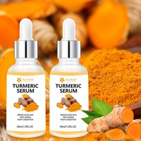 Sérum Visage Éclaircissant Anti-Âge au Curcuma et aux Algues Végétaliennes, Formule Liquide à la Vitamine B5, Marque Privée OEM/ODM, Blanchissant