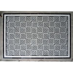 Piastrelle in Marmo Naturale Bianco e Nero con Taglio a Idrogetto, Mosaico per Pavimenti di Hall e Corridoi, Progetto di Piastrelle in Marmo - Product Image 2