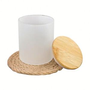 Recipientes de Vidrio de Lujo para Velas, Mini Frascos de 9oz Personalizados, Esmerilados, Negros Mate, Transparentes, con Tapas de Bambú - Product Image 1