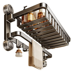 Estante para toallas de baño Blue Vine, estante de almacenamiento con ventosa montado en la pared, diseño rectangular duradero que ahorra espacio - Product Image 2