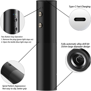 Ensemble d'ouvre-bouteille électrique en bois noir, ouvre-bouteille automatique rechargeable par USB - Product Image 2