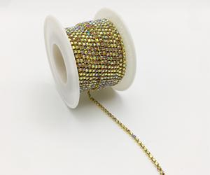 Accessoires DIY en gros pour bijoux, chaussures, nail art - Strass à dos plat à motif chaîne griffe SS6 en métal durable - Product Image 4