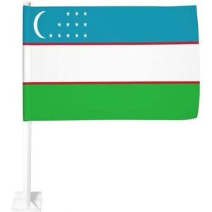 Hot Sells Polyester Uzbekistan Clip Onto Car Window <b>Flag</b> of Uzbek 12X18 Inch for Vehicle Outdoor Decoration - Product Image 1