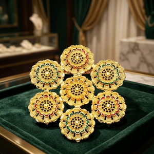 Wholesale Fashion <b>Brooches</b> 14K 18K 24K Micron Gold Forming <b>Brooches</b> or Saree <b>Pin</b> Traditional Dubai Style Bridal Wedding <b>Brooches</b> - Product Image 4