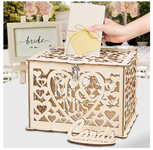Caja de tarjeta de invitación de boda con forma de flor de madera para tarjetas de felicitación y suministros caja de regalo de boda elegante - Product Image 3