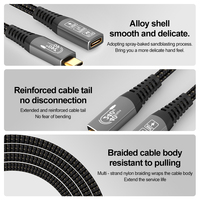 Cable de Datos USB4 Thunderbolt 4 A006-4 en Oferta, 240W 40G PVC Tipo-C Macho Hembra, Cable USB 8K para Monitor, Amplificador, Micrófono MP3