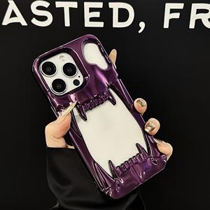 Mới Sáng Tạo Shockptoof Mạ Điện Hollow Tiger Răng Điện Thoại Trường Hợp Đối Với iPhone 17 16 15 14 13 12 Pro Max 3D Mát Điện Thoại Bìa - Product Image 6