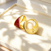 Boucles d'oreilles vintage en émail, bijoux fins en argent sterling 925, émail noir, rouge et jaune, pour femmes, à porter avec style