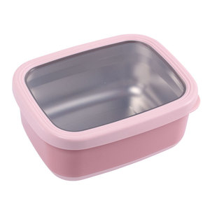 Macaron Stainless Steel Food Storage <b>Container</b> Rectangle Pink Magnetic Lid Leak Proof Airtight For Refrigerator <b>Travel</b> Use - Product Image 1