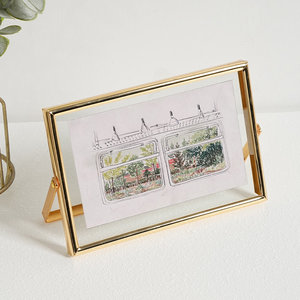 INS-style metal double-sided transparent real glass photo <b>frame</b> display stand - Product Image 4
