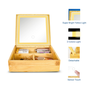 Espejo de Maquillaje Compacto Plegable de Madera de Lujo con Iluminación y Logotipo Personalizado, Organizador de Joyas y Almacenamiento, Venta al Por Mayor - Product Image 2
