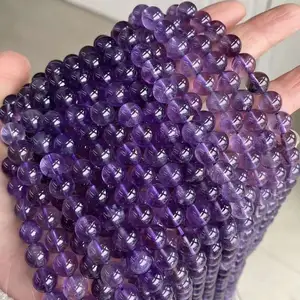 Natural Amethyst Gemstone Loose Beads For Jewelry Making DIY Handmade Crafts 4mm 6mm 8mm 10mm 12mm