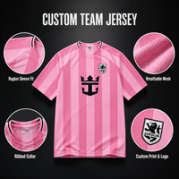 Maillot de football rose personnalisé Yingling pour équipe, respirant, en maille, à manches raglan, pour entraînement sportif, fabrication OEM ODM directe usine