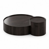 Ensemble de tables basses circulaires en forme de tambour avec plateau surélevé et pièce d'appoint plus haute pour salon et bureau