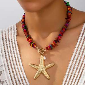 Collar de Moda Kaimei 2026, Collar Bohemio con Estrella Grande, Collar de Piedras Naturales con Cuentas de Oro de 18k para Mujer - Product Image 1