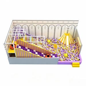 Parque Infantil Interior Personalizado de Dos Pisos, Color Morado y Rosa, Castillo de Juegos para Niños con Tobogán en Espiral y Piscina de Pelotas para Centros Comerciales - Product Image 2