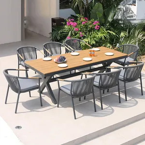 New design outdoor restaurant furniture set teak wood outdoor dining table and chairs in outdoor patio furniture