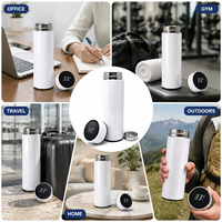 Bouteilles d'eau isothermes en acier inoxydable à double paroi de 500 ml pour l'extérieur, vierges pour sublimation, avec affichage de température, type thermos/gobelet