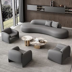 Conjunto de Sofás Arc para Vestíbulos de Hoteles y Clubes Empresariales VIP con Acabado en Cuero Resistente - Product Image 3