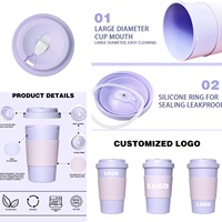 Gobelet à café écologique en PLA, 450 ml, anti-fuite, personnalisable pour les entreprises et les cadeaux