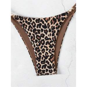 Ensemble de bikini personnalisé pour femmes, imprimé léopard, deux pièces, maillot de bain halter, extensible, spandex, polyester, soutien-gorge triangle - Product Image 5