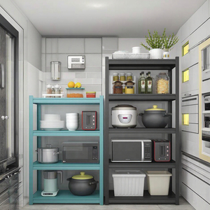 Estante plegable de 5 niveles Utilidad de almacenamiento rodante de metal o carro de cocina con ruedas - Product Image 1