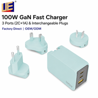 Pengisi Daya Portabel Multi Port 100W Gan Usb-c/a Tpye-c Pd3.0 Gan untuk Laptop, Ponsel, dan Jam Tangan dengan Proteksi Keamanan OTP OVP