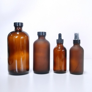 Custom Blue 15m 30ml 60ml 120ml 250ml 500ml 1000ml Frosted Amber Brown clear boston Round Glass <b>Bottles</b> with Pump Cap - Product Image 3