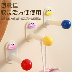 New Telescopic <span class=keywords><strong>Hook</strong></span>, không khoan phòng tắm treo tường khăn móc, phim hoạt hình cửa phía sau quần áo treo giá lưu trữ - Product Image 4