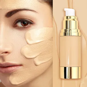 Atacado Cobertura Completa Maquiagem Fundação Protetor Solar SPF15 Impermeável Líquido Feminino Pressionado Foundation Face Maquiagem