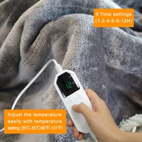 Couverture chauffante matelassée en flanelle lavable, utilisable quatre saisons, 8 niveaux de chauffe, autonomie 2-10 heures, poche pour les pieds, portable et pliable