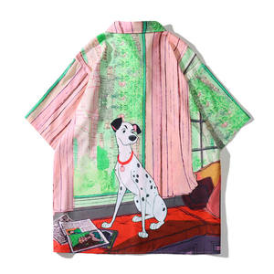 Camisa hawaiana Retro dálmata <span class=keywords><strong>de</strong></span> pura <span class=keywords><strong>raza</strong></span> para hombre, cuello en V, botón, manga corta, Top, informal, trabajo en la playa, impresión Digital transpirable - Product Image 2