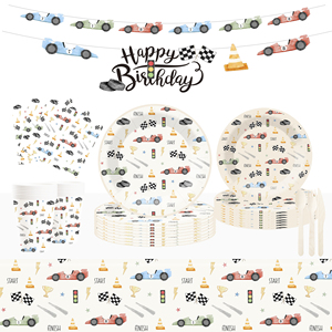 DAMAI - Juego de Decoración para Fiestas Infantiles al por Mayor, Platos de Papel con Temática de Autos, Mantel, Juego de Vajilla Desechable para Fiestas - Product Image 1