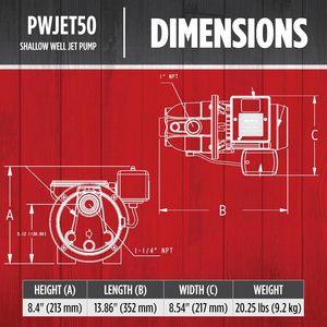 ปั๊มน้ำบาดาลเหล็กหล่อ Red Lion PumpWorks 1/2 แรงม้า 7.4 แกลลอนต่อนาที 115/230 โวลต์ สีดำ - Product Image 2