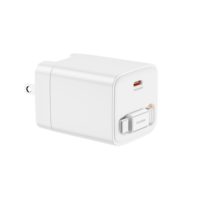 Chargeur GaN 30W avec câble rétractable, prise EU/US/UK, QC3.0 PD USB-C double type C, charge rapide pour téléphone portable et appareil photo, adaptateur USB C