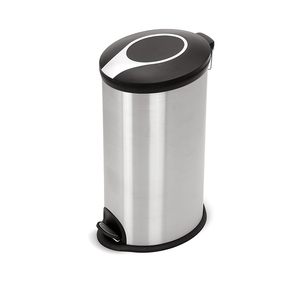 Poubelle de cuisine ovale en acier inoxydable de 30 litres Poubelle PE à commande au pied avec <span class=keywords><strong>couvercle</strong></span> pour maison, hôtel, salle de bain, sac de rangement emballé - Product Image 1