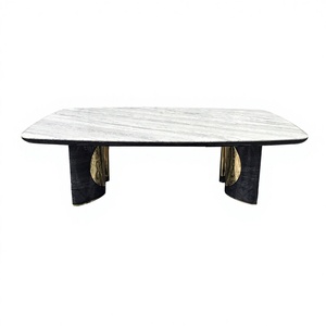 Modern Marble Top <b>Dining</b> <b>Table</b> with Wood Legs Durable & Eco-Friendly for Kitchen Living Room or Villa - Product Image 1