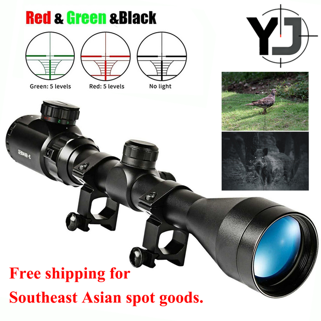 2026 3-9X40EG Red&Green Reticle Illumination Optical Hunting Sight Cross Hunting Scope With Red Green Illuminated