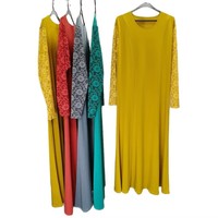 Robe ample en polyester à col en dentelle pour femmes musulmanes, grande taille, toutes saisons, costume ethnique uni