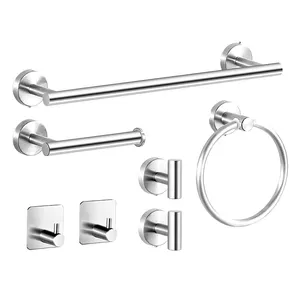 Customized Wall Mounted Towel Bar Hook Toilet Paper Holder Towel Ring Hardware Rack Stainless Steel Bathroom Accessories Set