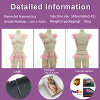 Valentijnslingerie Sexy Hot Mesh Harness BH Beenkousen Kant Intieme Dancer Clubkleding