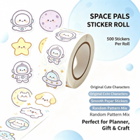 Autocollants en rouleau personnalisés en gros, motif Space Pals, autocollants adhésifs mignons de personnages galactiques pour autocollants en rouleau personnalisés