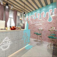 Mostrador de tienda de dulces personalizado diseño colorido decoración de tienda de helados Mostrador de barra de helados