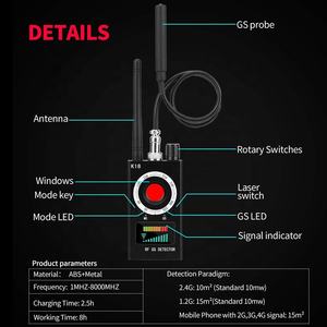 Détecteur de signaux RF anti-espionnage, détecteur de micro-émetteurs sans fil, détecteur de signaux GPS, lentille <span class=keywords><strong>laser</strong></span>, dispositif d'écoute GSM, détecteur de radar radio - Product Image 3