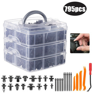 Jiechuang Car Clips 795Pcs PP Auto Fasteners For Mudguards Fenders <b>Door</b> <b>Trim</b> Panels Replacement Repair General Use - Product Image 2