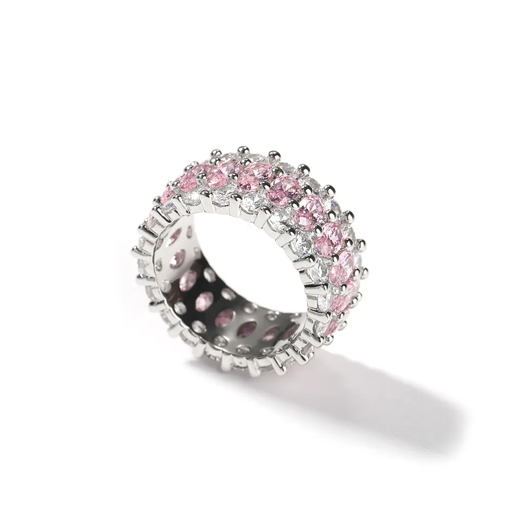 Schmuck Zirkon Ring Full Iced Out Zirkon Zirkon Pink Diamond Ring für Hochzeit Verlobung sring