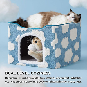 Cuccia Moderna Universale per Cani e Gatti in Tessuto, Pieghevole, a Doppio Strato, Rimovibile, Portatile, Calda per l'Inverno, per Tutte le Stagioni, per Uso Interno ed Esterno - Product Image 2