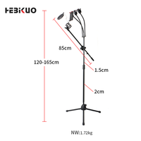 Trépied de téléphone portable pliable léger et durable HEBIKUO SJ12 pour diffusion en direct avec bras pour microphone