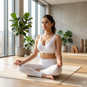 Soutien-gorge de sport sans couture blanc premium pour femme avec bretelles larges et soutien optimal, en tissu doux et respirant pour le yoga et le fitness quotidiens - Product Image 3